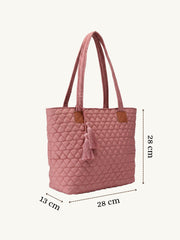 Uno Dusty Pink Diamond Quilted Tote Bag