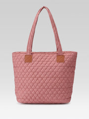 Uno Dusty Pink Diamond Quilted Tote Bag