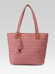 Uno Dusty Pink Diamond Quilted Tote Bag
