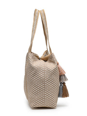 Folklore Edit Cotton Chevron Embellished Hobo Bag