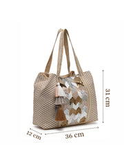 Folklore Edit Cotton Chevron Embellished Hobo Bag