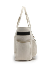 Anekaant Timber & Thread Off White Jute Solid Tote Bag