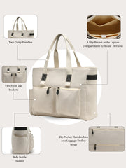 Anekaant Timber & Thread Off White Jute Solid Tote Bag