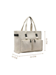 Anekaant Timber & Thread Off White Jute Solid Tote Bag