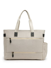 Anekaant Timber & Thread Off White Jute Solid Tote Bag