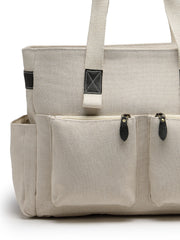 Anekaant Timber & Thread Off White Jute Solid Tote Bag