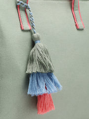 Hue Cotton Canvas Colourblocked Tote Bag
