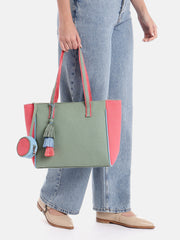 Hue Cotton Canvas Colourblocked Tote Bag