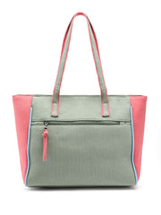 Hue Cotton Canvas Colourblocked Tote Bag