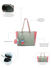Hue Cotton Canvas Colourblocked Tote Bag