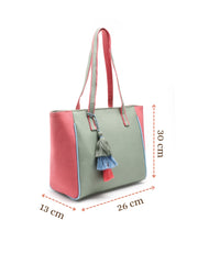 Hue Cotton Canvas Colourblocked Tote Bag