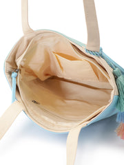 Hue Cotton Canvas Colourblocked Shoulder Bag