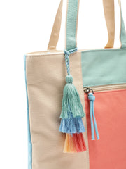 Hue Cotton Canvas Colourblocked Shoulder Bag