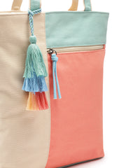 Hue Cotton Canvas Colourblocked Shoulder Bag