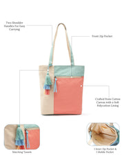 Hue Cotton Canvas Colourblocked Shoulder Bag
