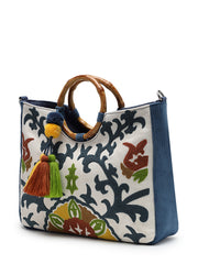 Tribal Sutra Canvas Floral Embroidered Handheld Bag