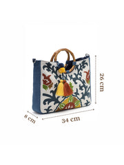 Tribal Sutra Canvas Floral Embroidered Handheld Bag