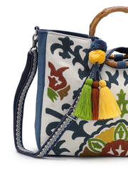 Tribal Sutra Canvas Floral Embroidered Handheld Bag