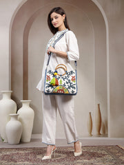 Tribal Sutra Canvas Floral Embroidered Handheld Bag