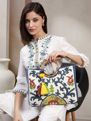 Tribal Sutra Canvas Floral Embroidered Handheld Bag
