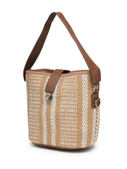 Anekaant Earth Knots Brown Jute Striped Handheld Bag
