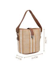 Anekaant Earth Knots Brown Jute Striped Handheld Bag