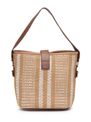 Anekaant Earth Knots Brown Jute Striped Handheld Bag