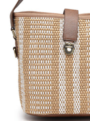 Anekaant Earth Knots Brown Jute Striped Handheld Bag