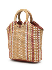 Anekaant Earth Knots Tan Jute Striped Handheld Bag