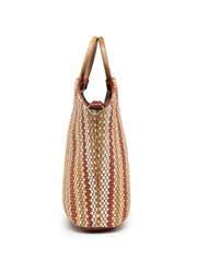 Anekaant Earth Knots Tan Jute Striped Handheld Bag