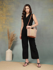 Anekaant Earth Knots Tan Jute Striped Handheld Bag