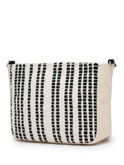Anekaant Earth Edit Off White & Black Jacquard Striped Sling Bag