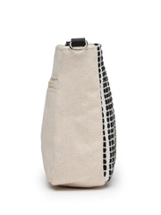 Anekaant Earth Edit Off White & Black Jacquard Striped Sling Bag