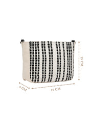 Anekaant Earth Edit Off White & Black Jacquard Striped Sling Bag