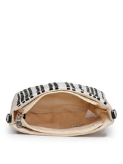 Anekaant Earth Edit Off White & Black Jacquard Striped Sling Bag