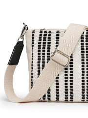 Anekaant Earth Edit Off White & Black Jacquard Striped Sling Bag