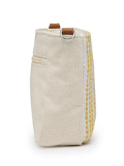 Anekaant Earth Edit Off White & Mustard Jacquard Striped Sling Bag