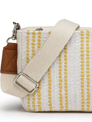 Anekaant Earth Edit Off White & Mustard Jacquard Striped Sling Bag