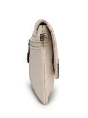 Anekaant Timber & Thread Off White Jute Solid Sling Bag