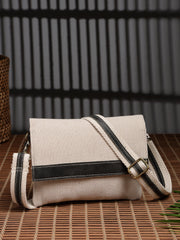 Anekaant Timber & Thread Off White Jute Solid Sling Bag