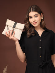 Anekaant Timber & Thread Off White Jute Solid Sling Bag