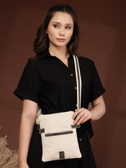 Anekaant Timber & Thread Off White Jute Solid Sling Bag