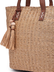 Anekaant Earth Knots Beige Jute Woven Design Tote Bag