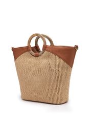 Anekaant Earth Knots Beige Jute Woven Design Handheld Bag