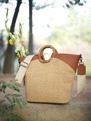 Anekaant Earth Knots Beige Jute Woven Design Handheld Bag