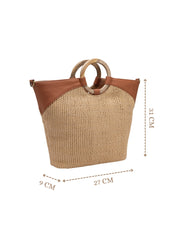 Anekaant Earth Knots Beige Jute Woven Design Handheld Bag