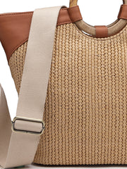 Anekaant Earth Knots Beige Jute Woven Design Handheld Bag