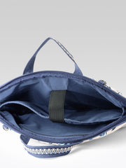 Anekaant Petal Posh Ivory & Navy Floral Jacquard Laptop Bag (Upto 16")