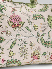Anekaant Petal Posh Ivory & Olive Floral Jacquard Laptop Bag (Upto 16")