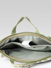 Anekaant Petal Posh Ivory & Olive Floral Jacquard Laptop Bag (Upto 16")